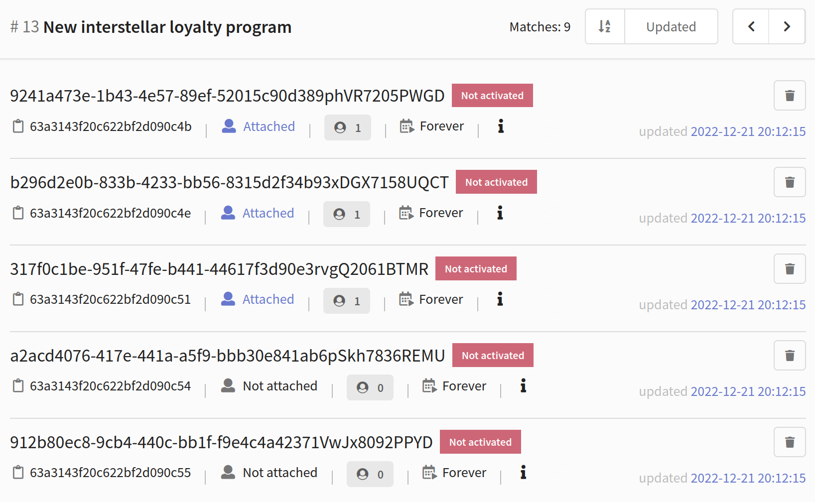Viewing promo codes