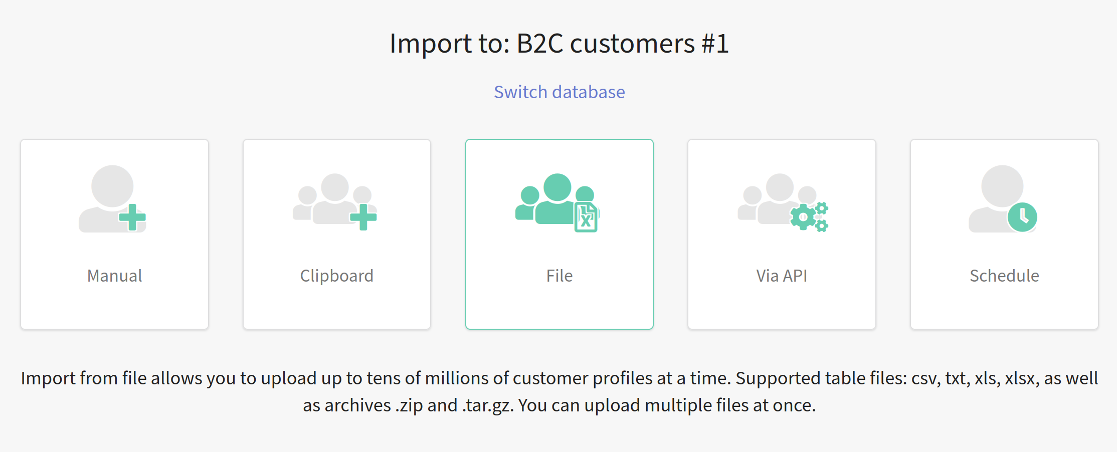 Choosing an import option