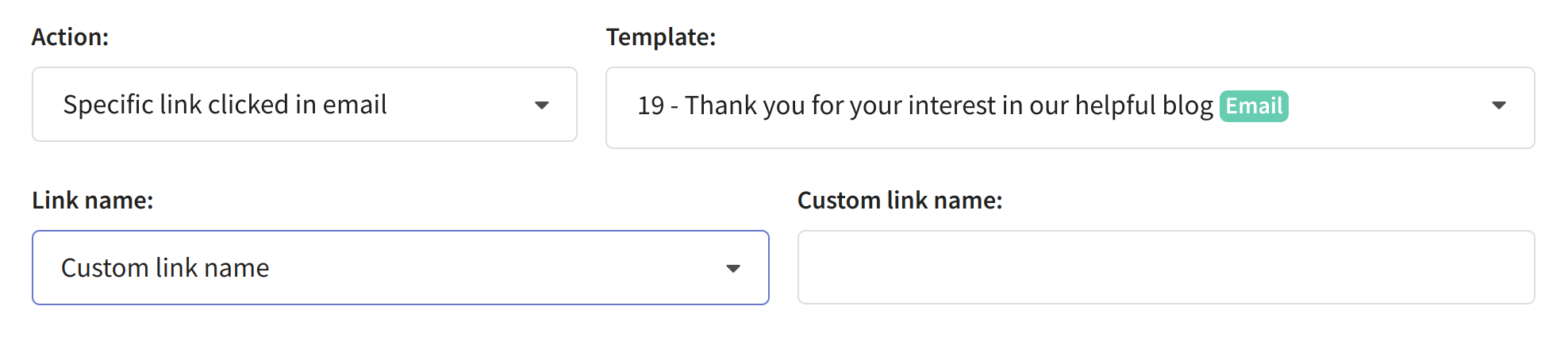 Specific link clicked in email