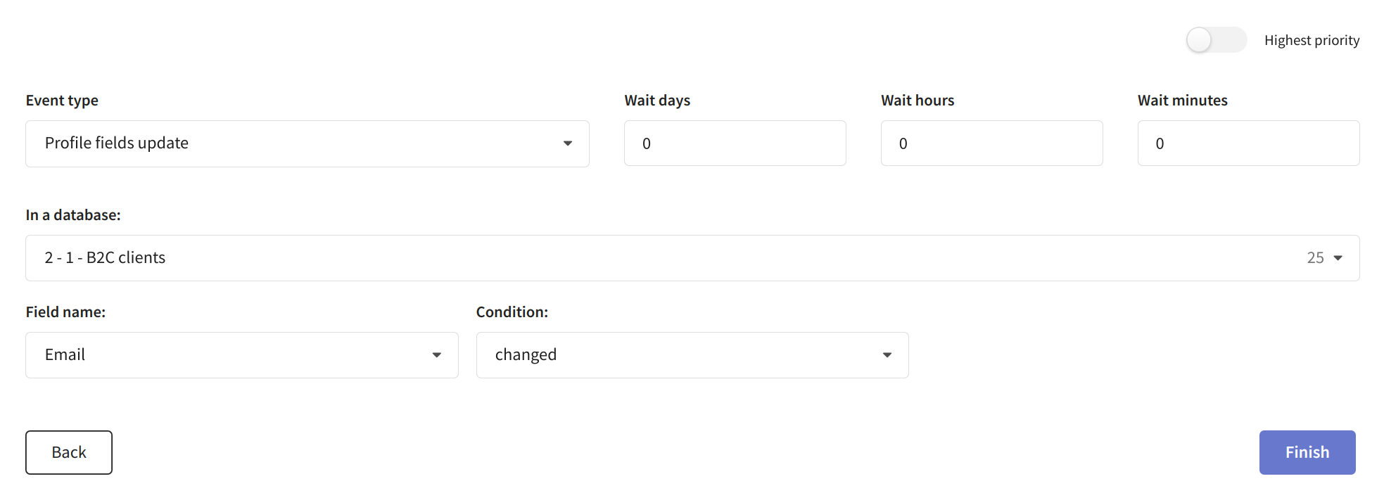Profile fields update