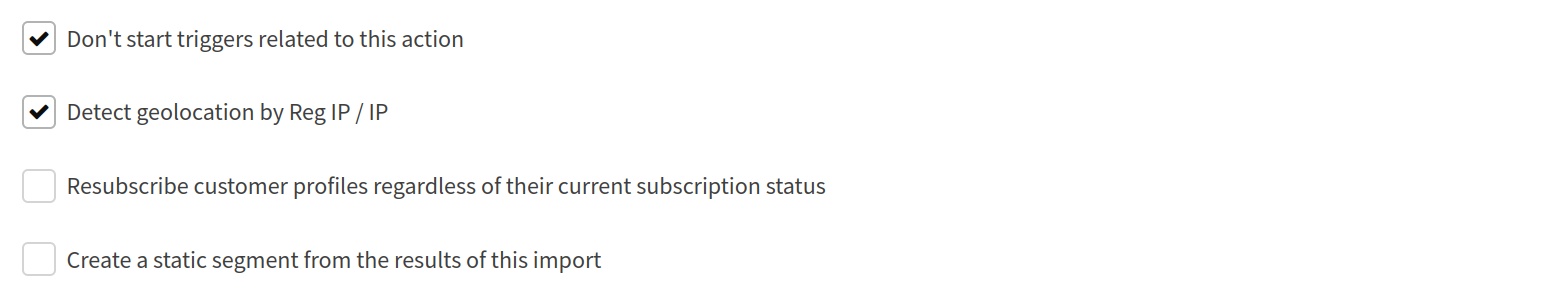 Additional import options