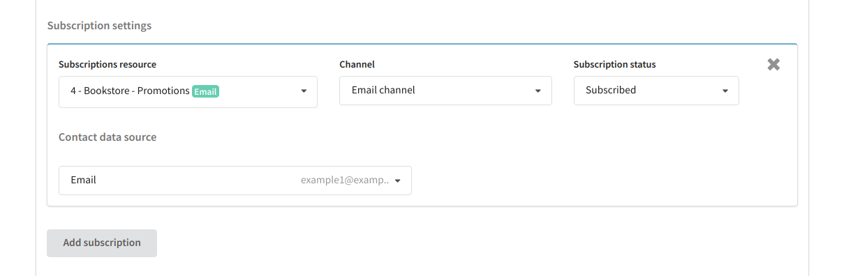 Subscription settings