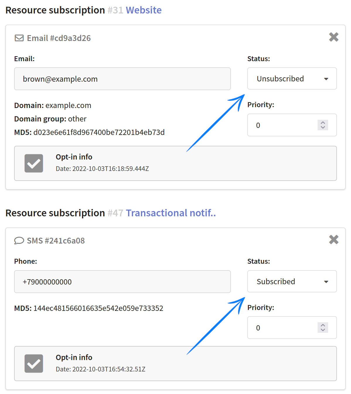 Subscription status
