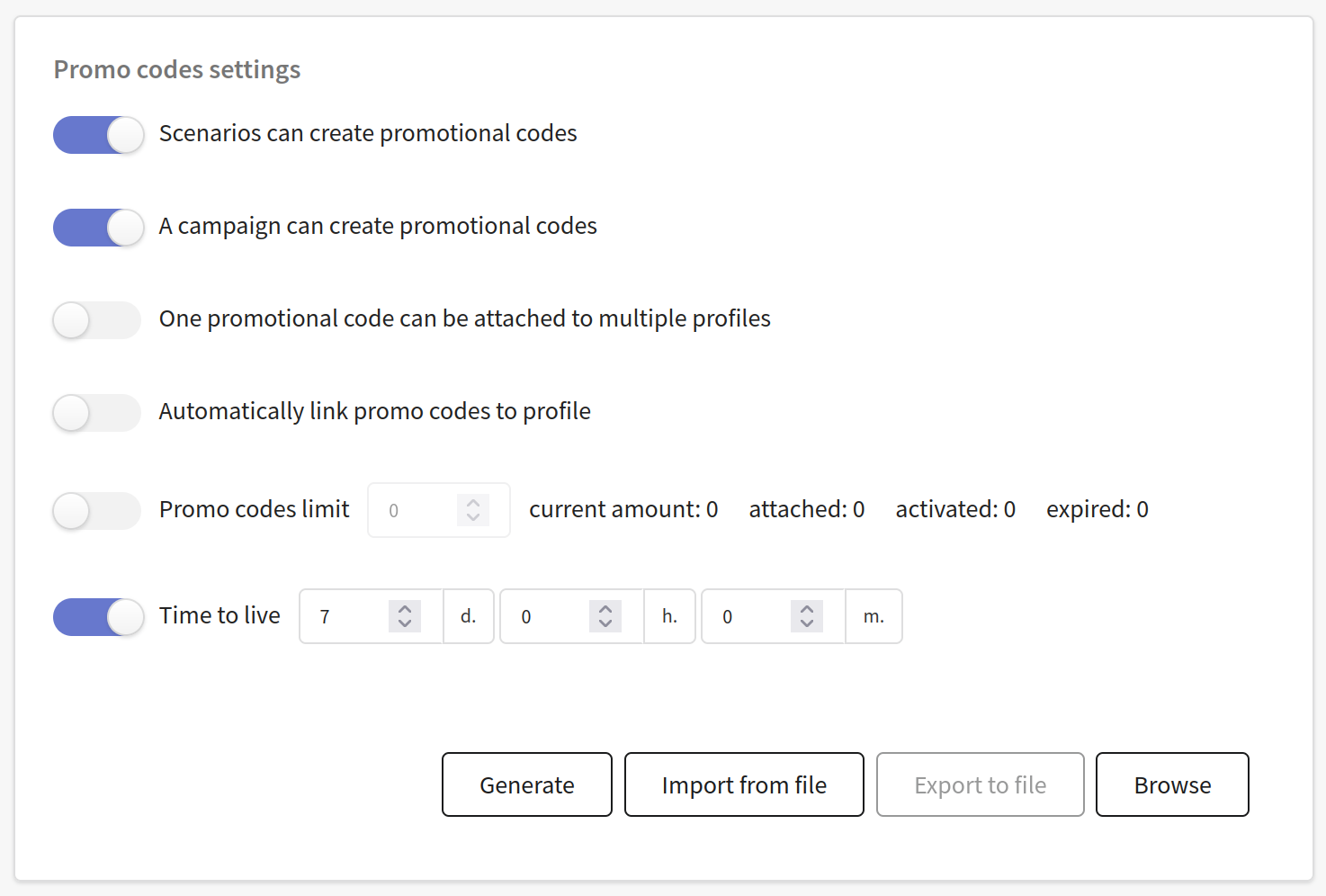 Saving changes to start the process of generating promotional codes
