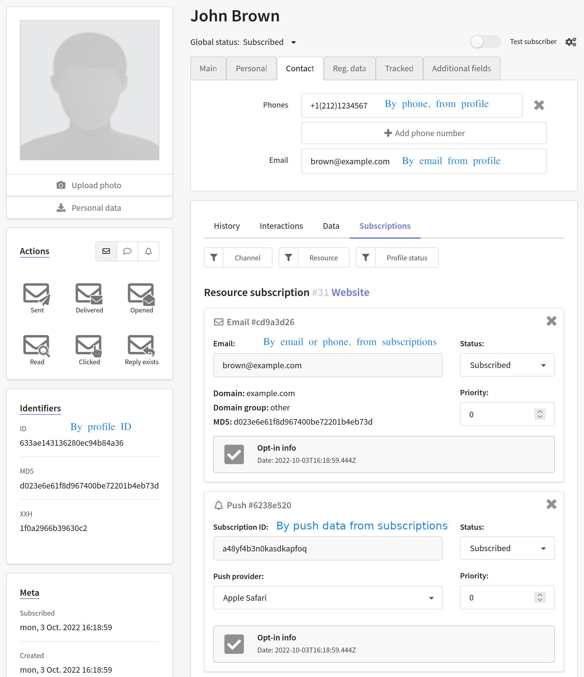 Matching fields in a digital profile